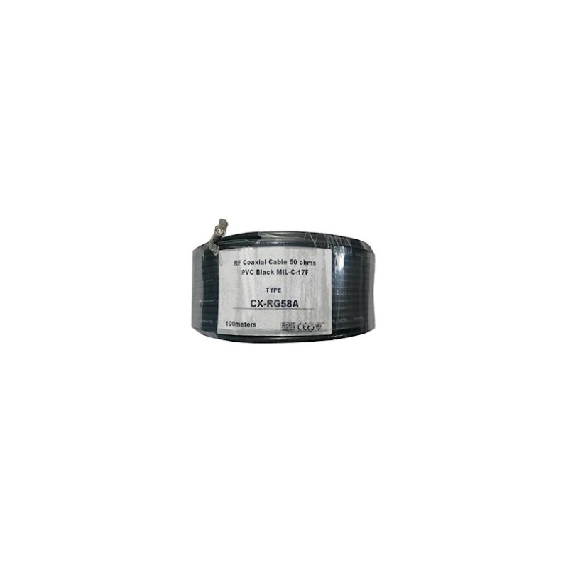Cable coaxial rg-58U unifilar cobre rollo 100 metros negro
