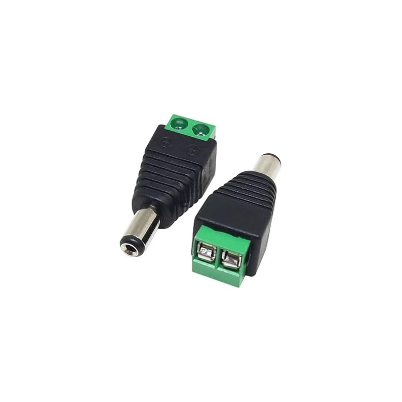 Plug dc 2.1mm macho atornillable negro verde